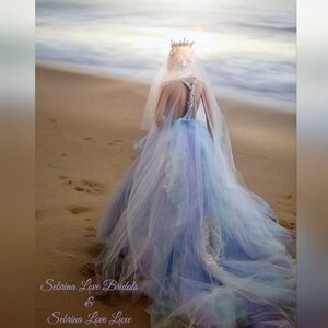 MORWENNA Lavender White & Blue Boho Woodland Fairy Wedding Ballgown Set